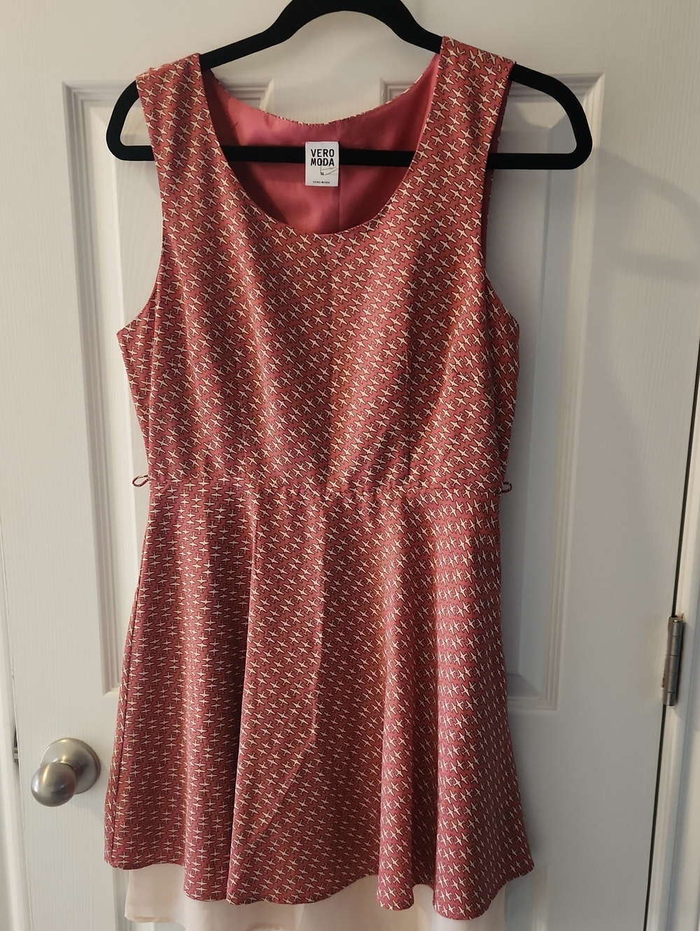 Vero Moda Rose-Pink Sleeveless Fit & Flare Dress with Airplane Print